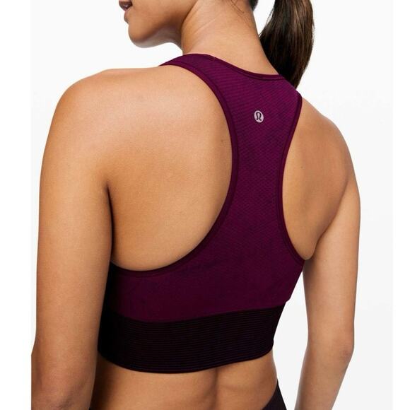 Lululemon Ebb to Train Sports Bra Marvel Wash Purple Black Size 6 - Picture 2 of 6